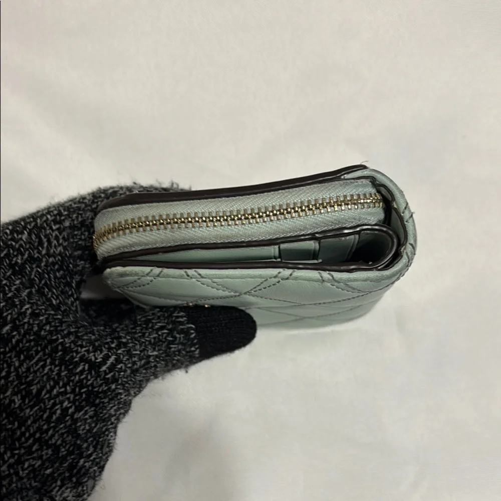 kate spade quilted mint green compact wallet